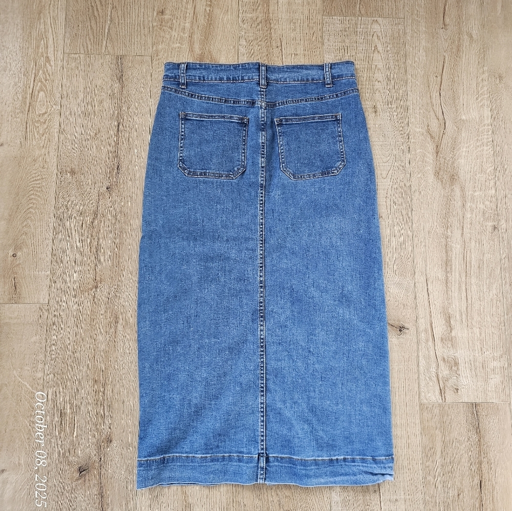 Lark & Grey Denim Button-Front Midi Skirt – NWOT - Picture 3 of 4